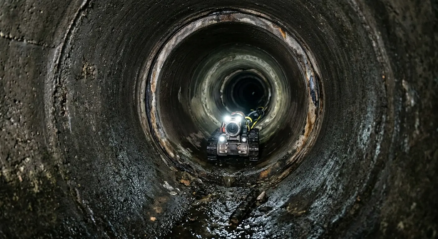 Robotic sewer camera inspecting pipe interior for Sewer Line Cleaning in Moraga